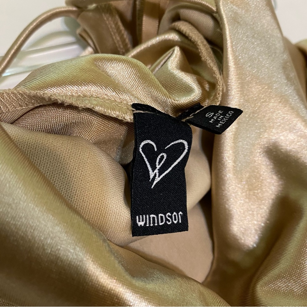 Windsor Gold Satin Maxi Formal Prom Romantic Dress - Picture 6 of 11
